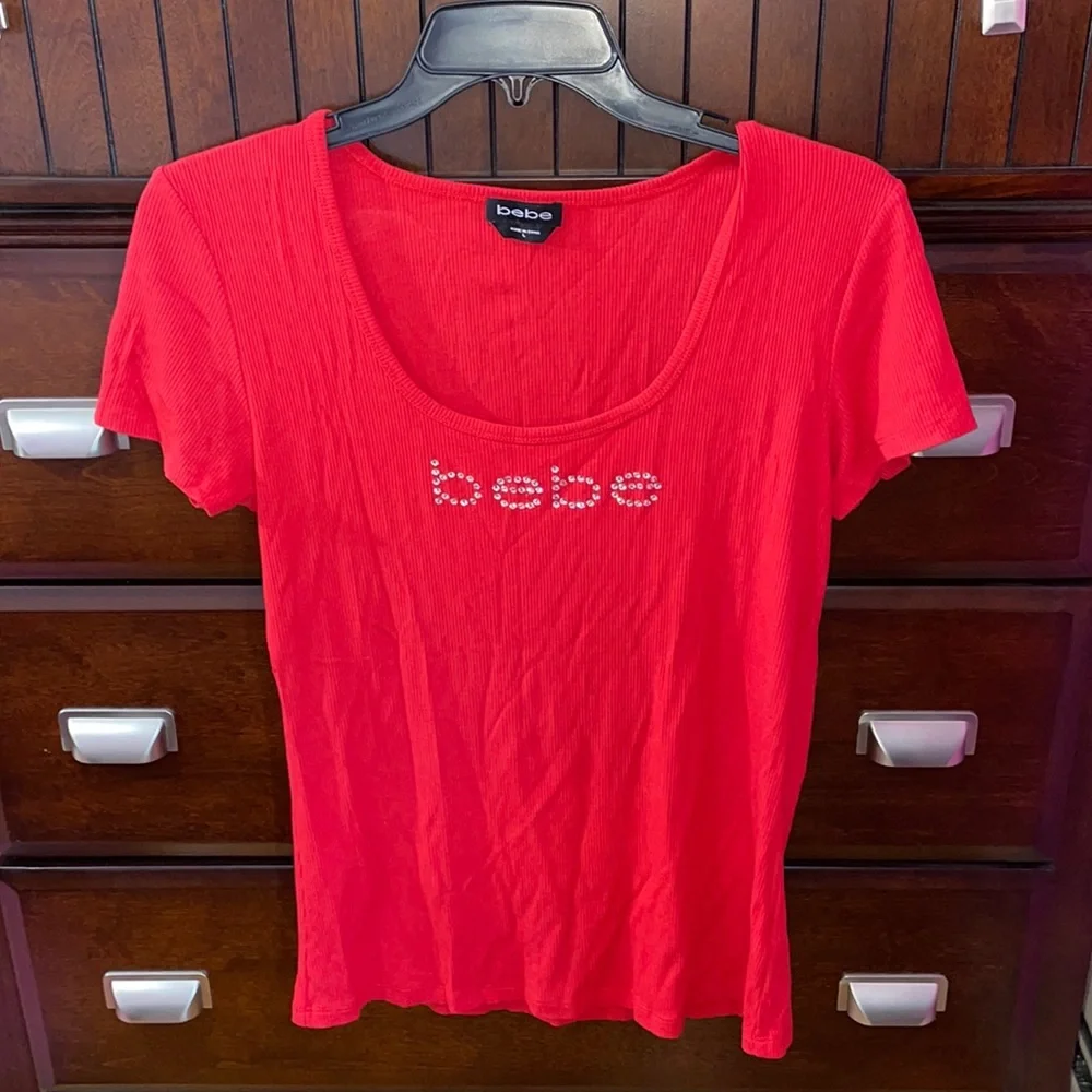 Red Ribbed BeBe Top ❤️ - Picture 1 of 2